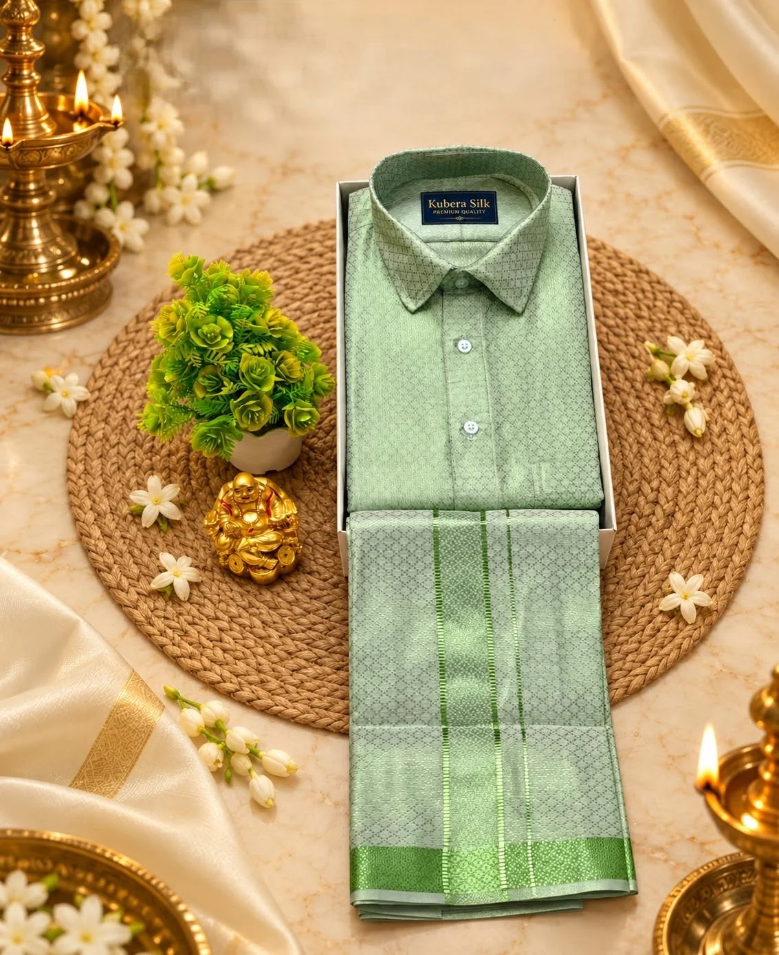 Luxury Embossed Tissue Adult Set - Shirt - Dhoti